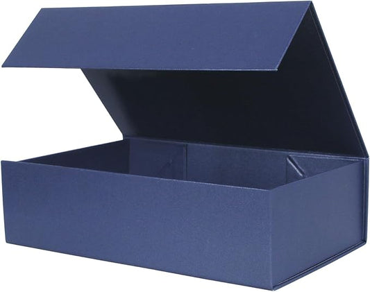 Aimyoo Navy Blue Collapsible Gift Box with Magnetic Closure Lids 10.5x7x3 in, Medium Bridesmaid Groomsman Proposal Boxes, Rectangle Present Box for Graduation Birthday Storage (1 Pack)