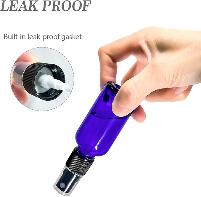 1 oz Glass Blue Spray Bottles,Small Empty Fine Mist Refillable Travel Spray Bottle for Cleaning,Perfume,Aromatherapy,Cosmetic Sprays,Hair,Essential Oils with Fine Mist Dispenser（6 Pack）