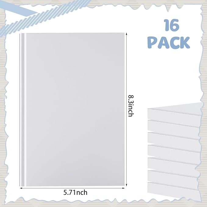 Henoyso 16 Pcs A5 Blank Notebooks Journals Bulk 100 Sheets/200 Pages Unlined Craft Notebooks Kraft Sketchbooks Hardcover for Writing Drawing for Gifts Students School Office, 8.3 x 5.7 in (White)