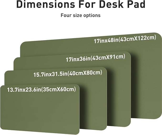 Aothia Leather Desk Pad Protector, Mouse Pad, Office Desk Mat, Non-Slip PU Leather Desk Blotter, Laptop Desk Pad, Waterproof Desk Writing Pad for Office and Home (48"x17", Olive Green)