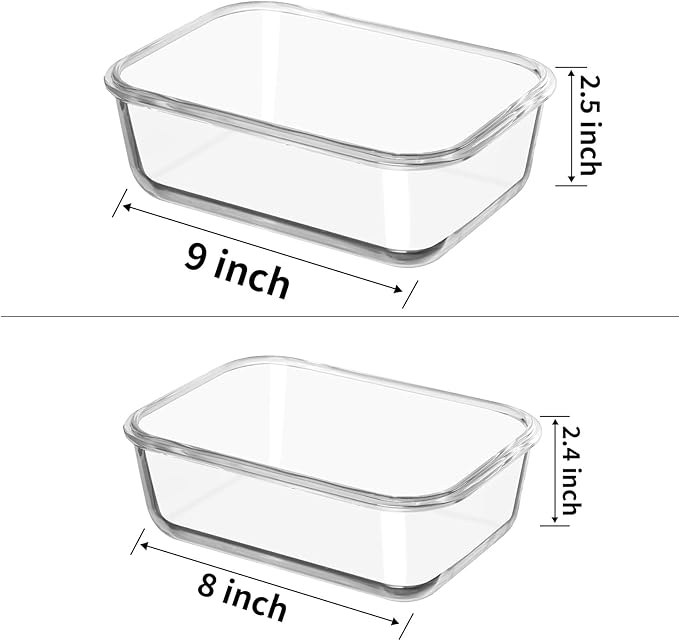 Are l 【4-Packs, Glass Meal Prep Containers with Snap Locking Lids Glass Food Containers,Airtight Lunch Container,Microwave, Oven, Freezer and Dishwasher