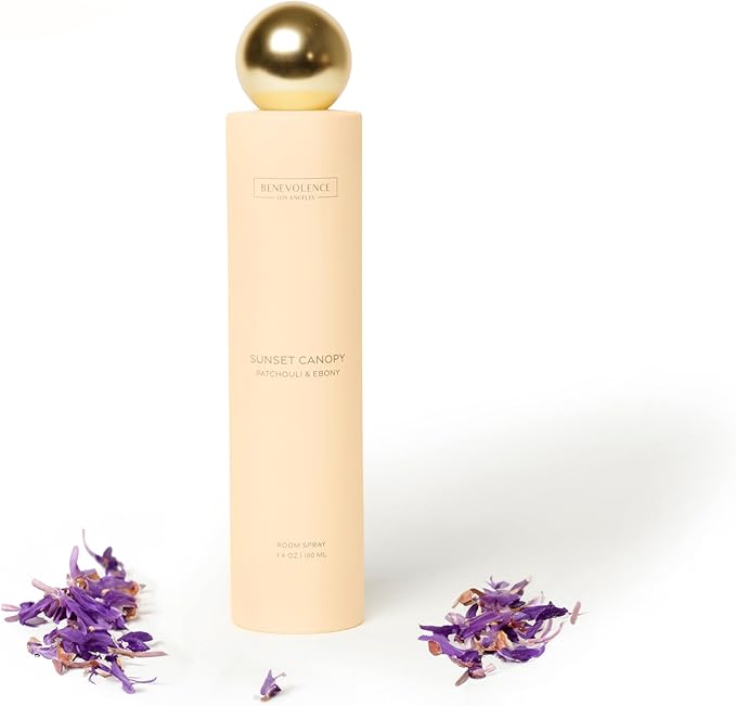 Patchouli & Ebony Room Spray | Benevolence LA Sunset Canopy | 3.4oz | Home, Pillow & Linen Fragrance Spray | Low VOC, No Alcohol | Holiday & Christmas Gift for Her | Malibu Sands Collection