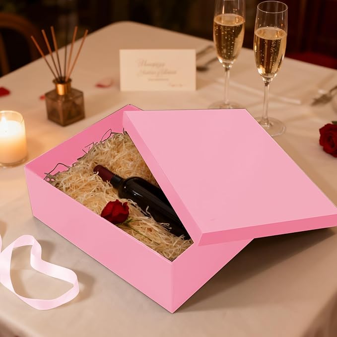 Gift Box, 16.5x13x5.5 inches Large Pink Gift Boxes with Lids for Presents, Birthday Box Contains Card Ribbon Shredded Paper Filler, Gift Wrap Boxes for Valentine Mother's Day Christmas Anniversary