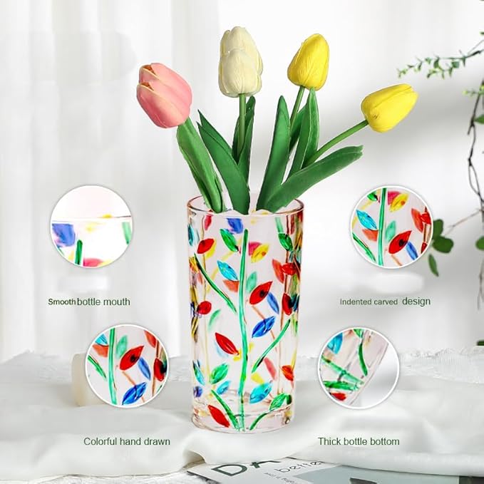 Hand Painted Colorful Glass Vase