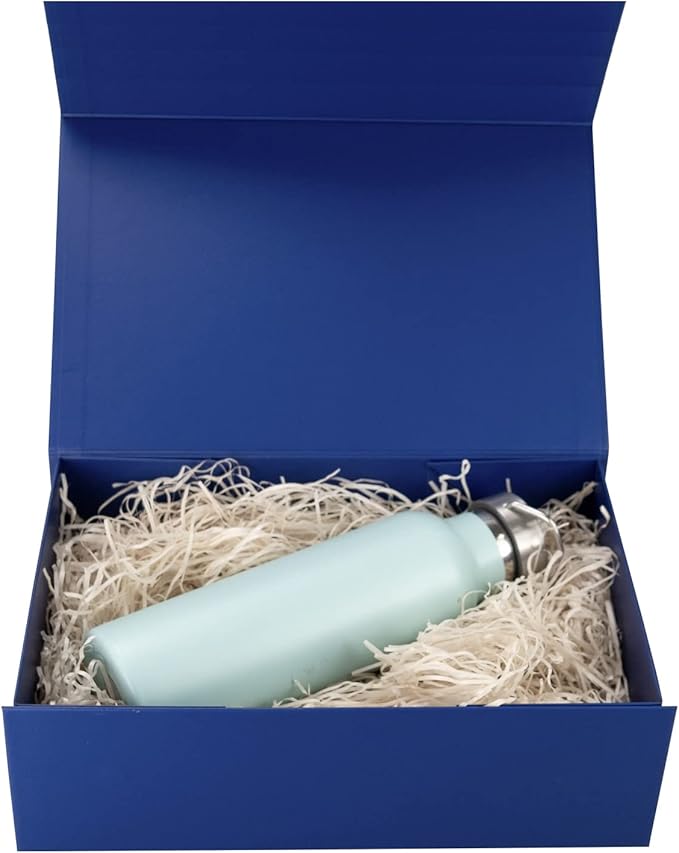 Rsgift Blue Gift Box,11x7.8x3.5 Inches Gift Box with Lid,Groomsmen Graduation Decorative Boxes Weeding Christmas