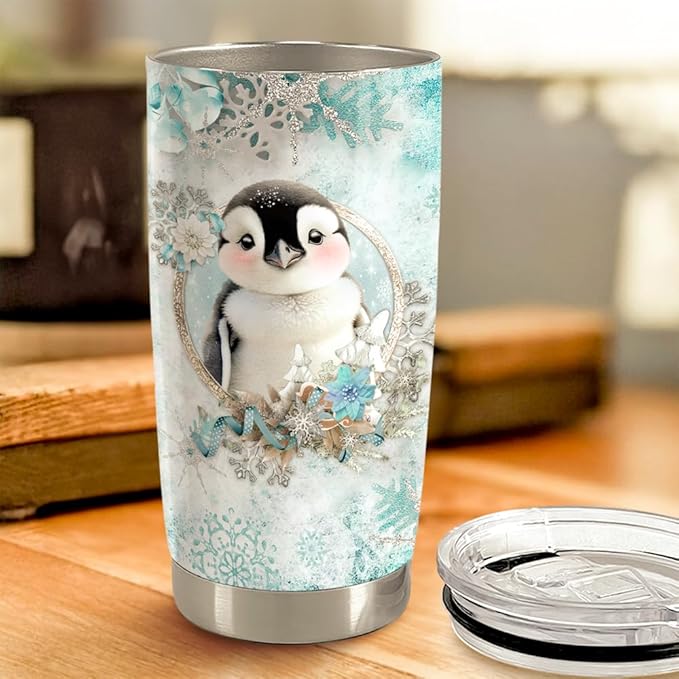 Penguin Tumbler 20oz Stainless Steel Insulated Coffee Travel Mug Cup for Women Girls Penguin Gifts for Birthday Christmas
