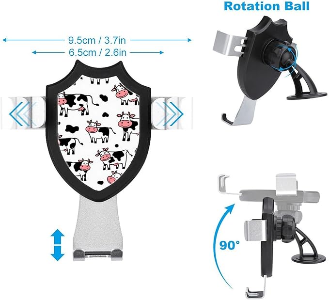 Fashion Phone Holders Phone Mount for Car Dashboard Air Vent Windshield Cute Funny Milk Cow Print