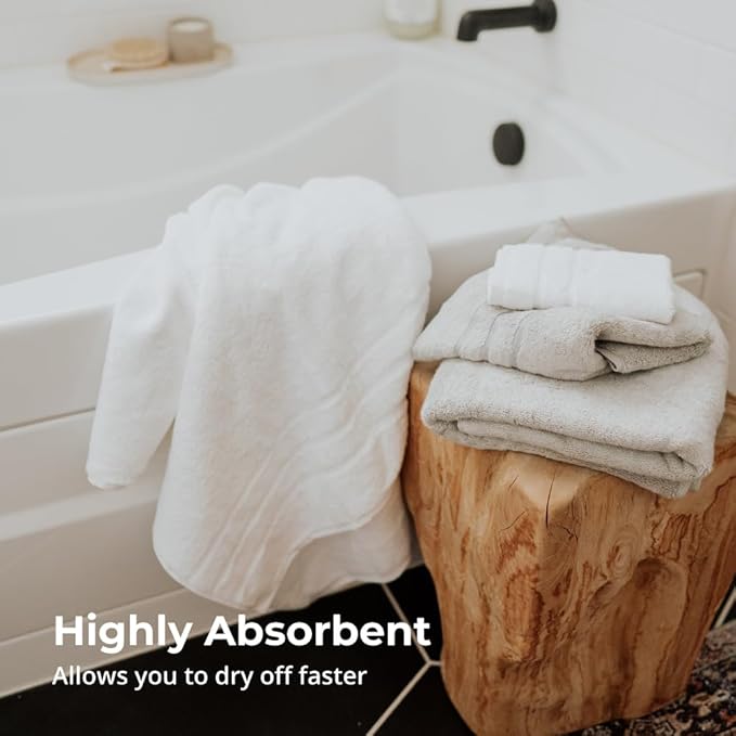 Cariloha Bath Towel | Stone |28"x54" | Turkish Cotton & Viscose Material Blend | Extra Smooth, Odor Resistant and Highly Absorbent