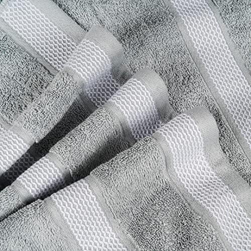 CASA COPENHAGEN Solitaire Luxury Hotel & Spa Quality, 600 GSM Egyptian Cotton, 6 Piece Turkish Towel Set, includes 2 Bath Towels, 2 Hand Towels, 2 Washcloths, Grey Violet