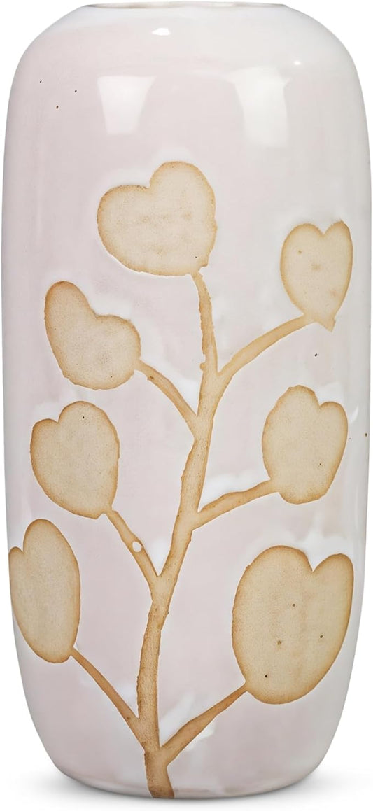 Young's Inc Stoneware Vase with Wax Resist Design – Elegant Decorative Flower Vase for Shelves, Tables & Gifting, 6.1” Tall