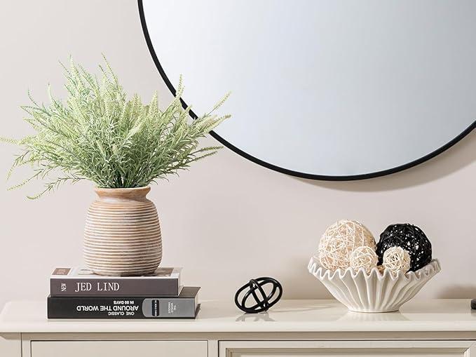 Ceramic Rustic Vase, Small Flower Farmhouse Vases Home Decor, 6“ Terracotta Pottery Decorative Pampas Vase for Table Living Room Entryway Mantel Bookshelf Bedroom Bathroom Kitchen-Yellow