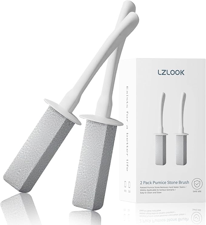 Toilet Brush with Pumice Stone Set & 2 Pack Pumice Stone Brush(White)