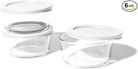 DURA LIVING 6-Piece Glass Food Storage Containers Set (3 Containers + 3 BPA-Free Lids) | 2-Cup, Leakproof | Microwave, Freezer, Oven & Dishwasher Safe | Ideal for Meal Prep & Pantry Organization