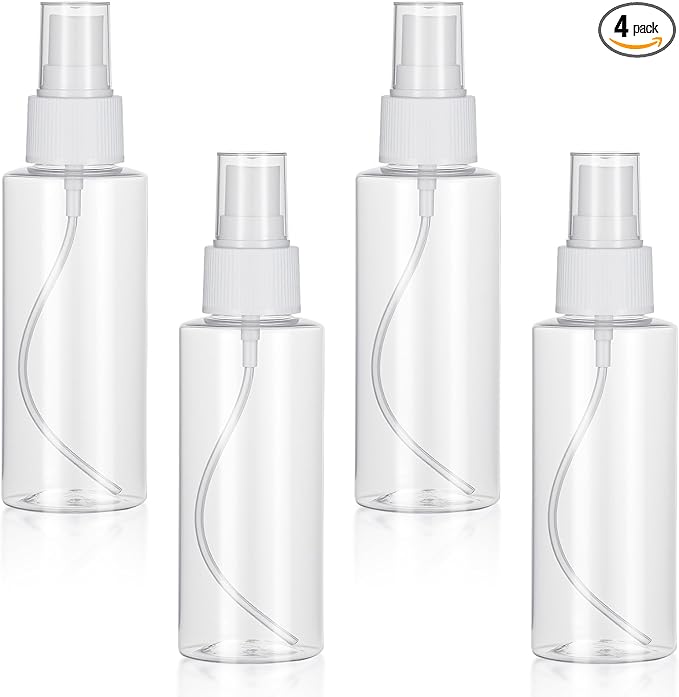 4Pcs Small Spray Bottle, Travel Spray Bottle, Clear Empty Mini Travel Plastic Bottles Fine Mist, Refillable Containers Perfume Travels Bottles for Perfumes and Cosmetics