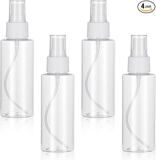4Pcs Small Spray Bottle, Travel Spray Bottle, Clear Empty Mini Travel Plastic Bottles Fine Mist, Refillable Containers Perfume Travels Bottles for Perfumes and Cosmetics