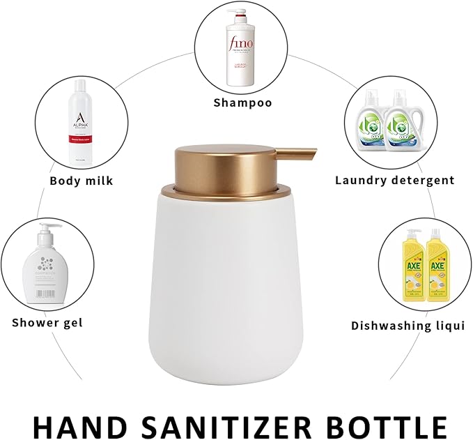 Soap Dispenser Ceramic with Easy-to-Press Pump Hand Lotion Liquid Dispenser for Shampoo Bathroom Kitchen 12 oz