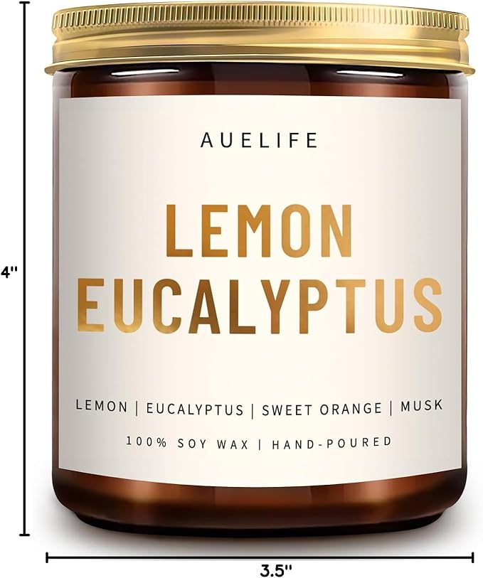 Scented Candles for Home - Lemon Eucalyptus Candle | Aromatherapy Candle Gift for Women & Men, Soy Candles for Home Scented - 7oz, Soy Wax