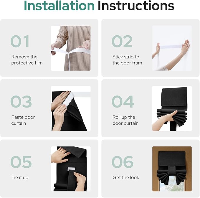 HOMEIDEAS Classroom 100% Linen Blackout French Door Curtains, Classroom Door Window Cover, Privacy Shades Thermal Insulated Small Window Covering, 1 Panel, W8 X L36 Inch, Black