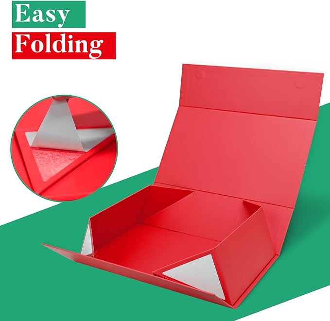 LIFELUM Red Christmas Gift Box 13.85 x 8.35 x 4.45 inch Large Gift Boxes with Magnetic Closure Luxury for Gifts Box Contains Card, Ribbon, Shredded Paper Filler Wedding, Halloween, Birthday