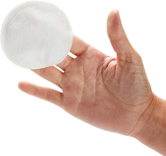 Glamlily Reusable Cotton Pads for Face Makeup Removal with Bamboo Holder and Mesh Storage Bag (White) 16 Pack