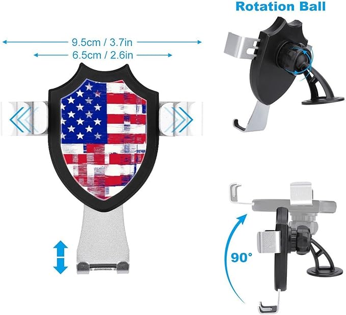 Phone Mount for Car Dashboard Air Vent Windshield Abstract American Flag Grunge Dirty Texture Fashion Phone Holders