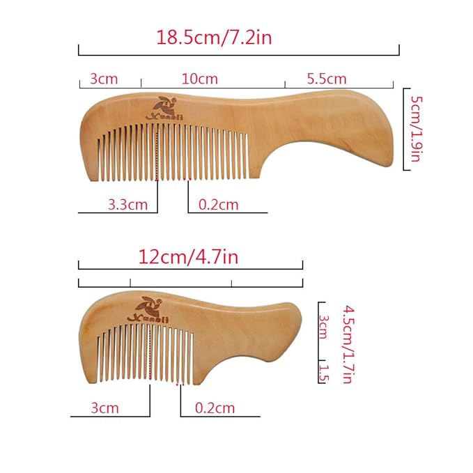 Xuanli® 8 Pcs The Family Of Hair Comb set - Wood with Anti-Static & No Snag Handmade Brush for Beard, Head Hair, Mustache With Gift Box (S021)