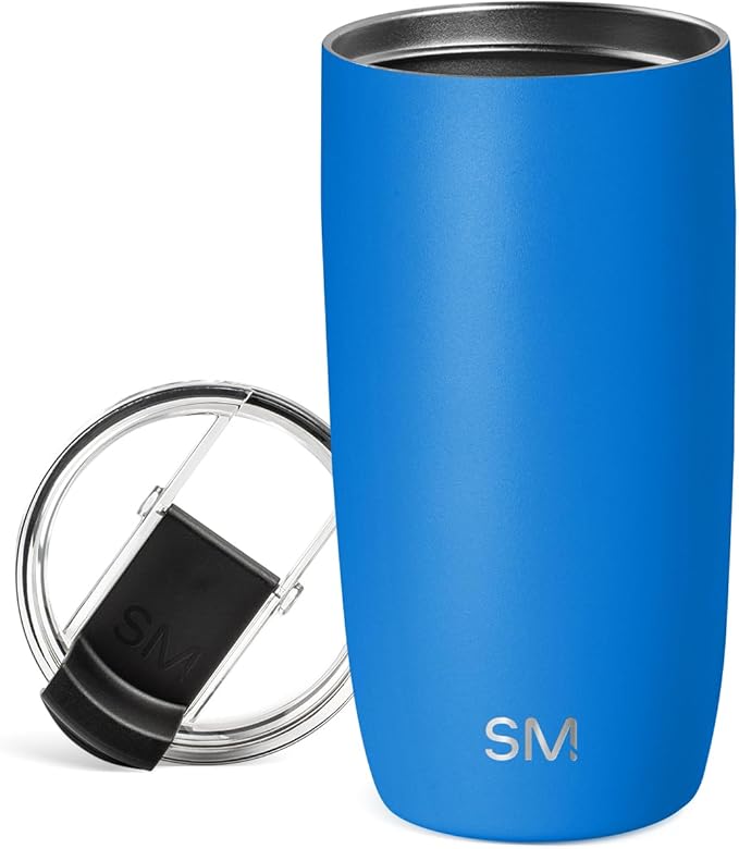 Simple Modern Travel Coffee Mug Tumbler with Flip Lid | Reusable Insulated Stainless Steel Cold Brew Iced Coffee Cup Thermos | Gifts for Women Men Him Her | Voyager Collection | 16oz | Supersonic Blue