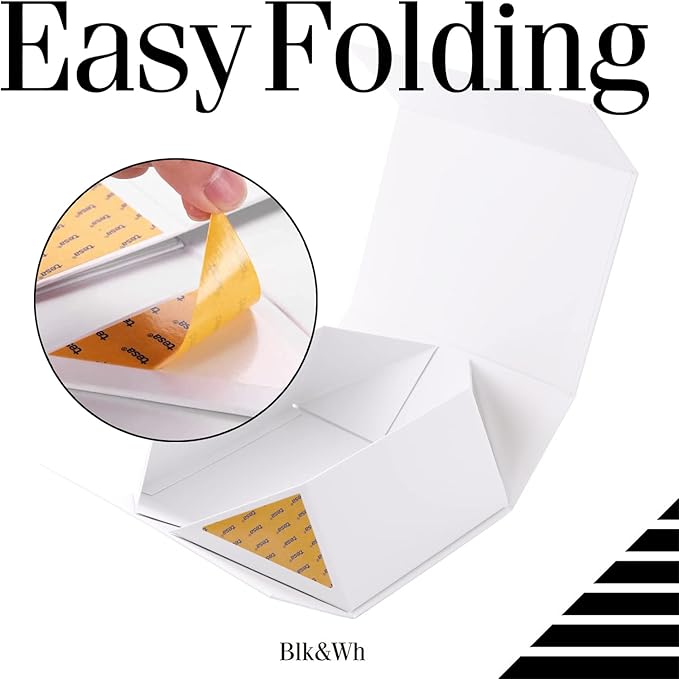 BLK&WH 6 Gift Boxes 9x6.5x3.8 Inches, White Gift Boxes, Gift Boxes with Lids, Bridesmaid Proposal Boxes, Collapsible Gift Boxes for Gift Packaging (Matte White)