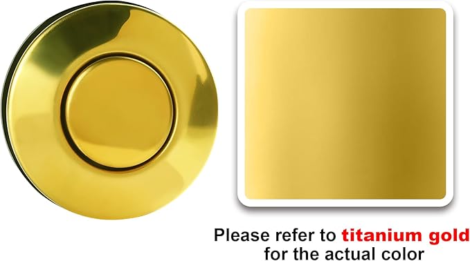 CLEESINK Garbage Disposal Switch, Cordless Air On Off Kit for Food Waste Disposer, Polished Gold, LONG 3.5" Sink Top Push Button