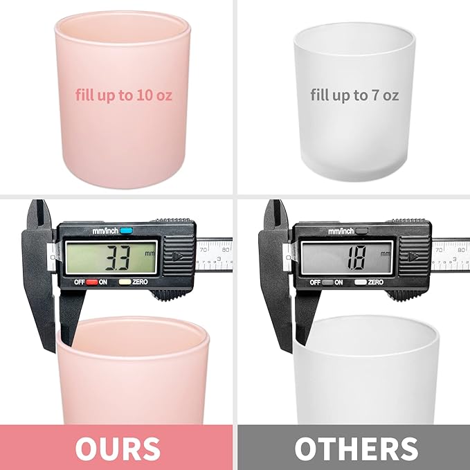 SUPMIND 12 Pack 10oz Pink Glass Candle Jars for Making Candles with Bamboo Lids Sticky Labels Warning Labels for Making Candles Empty Containers - Dishwasher Safe