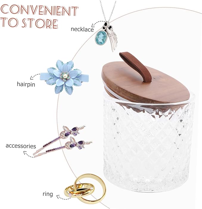 Wood Lid Glass Food Storage Jar Airtight Flour Tea Canister for Kitchen Pantry Organization