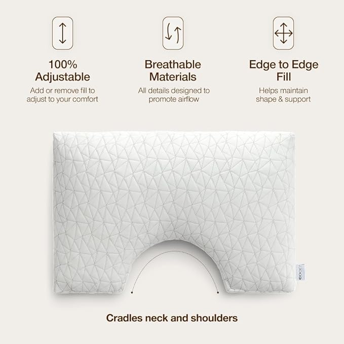 Coop Home Goods Original Cut-Out Adjustable Pillow, Queen Size Bed Pillows for Neck & Head Support, 18 x 28 “ Memory Foam Pillows - Medium Firm for Side Sleeper, CertiPUR-US/GREENGUARD Gold