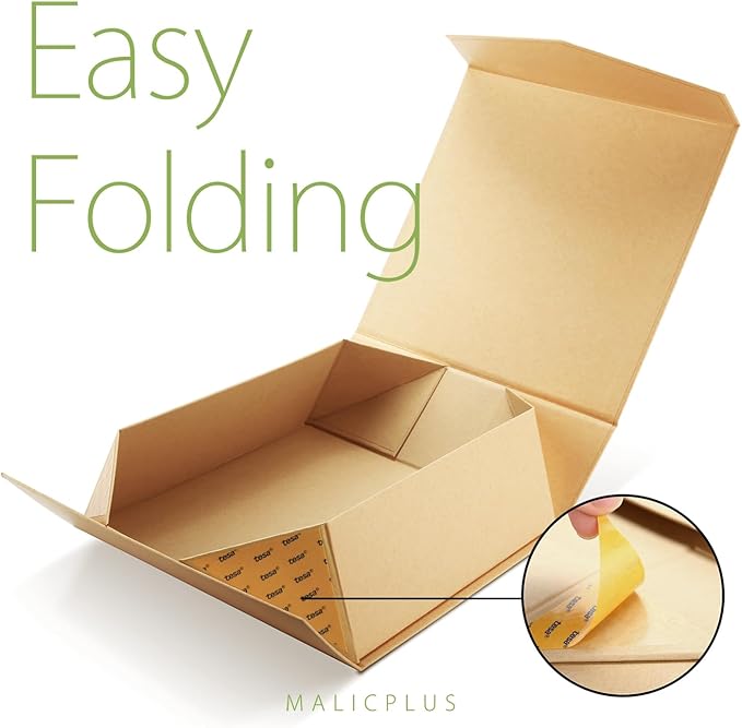 6 Gift Boxes with Lids 9x9x3.4 Inches, Kraft Groomsmen Proposal Boxes with Magnetic Closure for All Occasion (Matte Kraft)