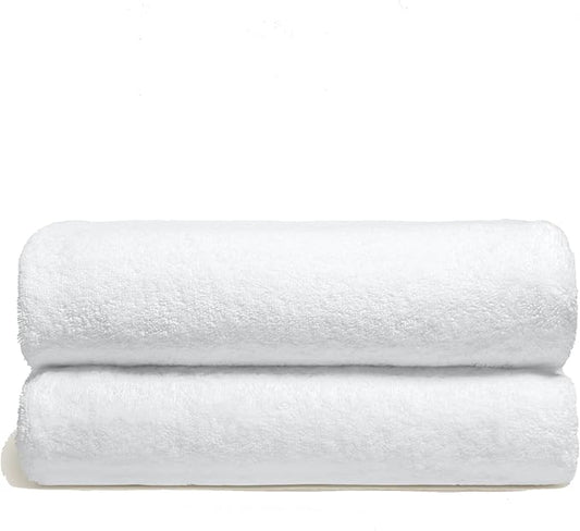 Italic Ultraplush 100% Australian Cotton Towels - Set of 2 Luxury Bath Towels, Quick Dry Plush and Absorbent, Heavy Duty Large Bath Towels, 800GSM Towels for Bathroom & Spa (White)