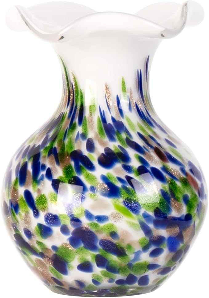 KAMMAK Colored Glass Vase, Beautiful Hand Blown Decorative Vase, Modern Art Vase for Flower Mantle Dining Table Centerpiece, Entryway Living Room Wedding Decoration, FH005