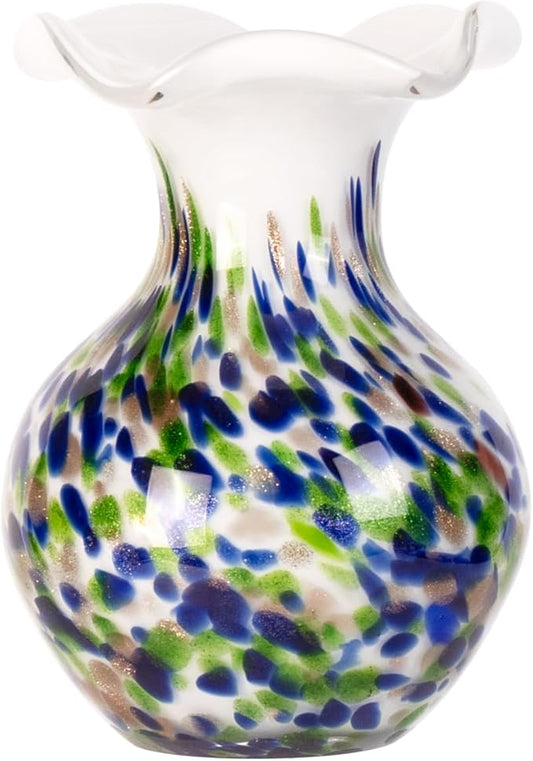 KAMMAK Colored Glass Vase, Beautiful Hand Blown Decorative Vase, Modern Art Vase for Flower Mantle Dining Table Centerpiece, Entryway Living Room Wedding Decoration, FH005