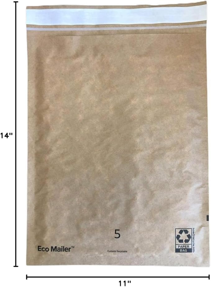 Bubblefast! Brand 11''x14'' Curbside Recyclable Padded Mailer Envelopes, Eco Friendly with Self Seal Tear Strip, Pack of 50