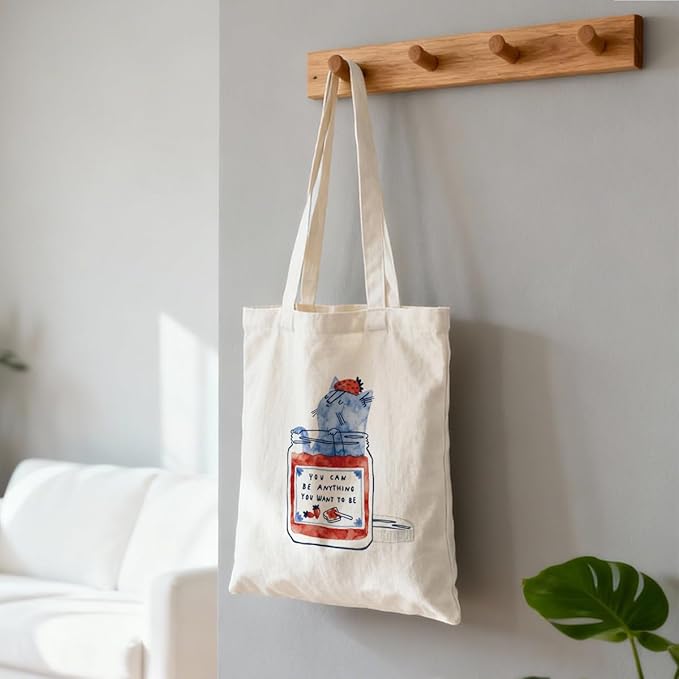 Inspirational Canvas Tote Bag, You Can Be Anything You Want To Be Reusable Shoulder Bags, Christmas Gifts to Friends, Holiday Gift Bags for Wrap Storage, Inspirational Canvas Totes for Work Traveling