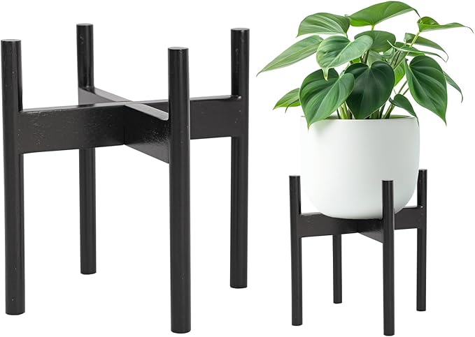 Wood 11.9" x 12.5" Plant Stand Indoor Outdoor, Wooden Single Floor Plant Pot Holder, Natural Plant Stand, Assembly Required (Excluding Potted Plants)