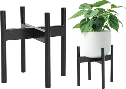 Wood 11.9" x 12.5" Plant Stand Indoor Outdoor, Wooden Single Floor Plant Pot Holder, Natural Plant Stand, Assembly Required (Excluding Potted Plants)