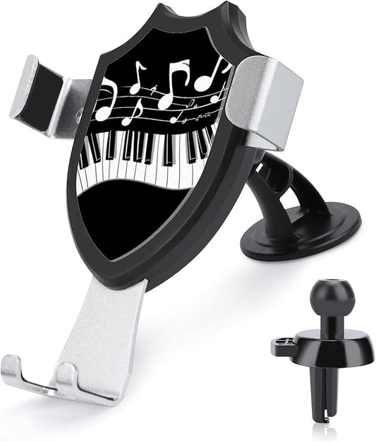 Women's Phone Holders Black and White Piano Keys Musical Notes Universal Hands Free Automobile Cell Phone Holder