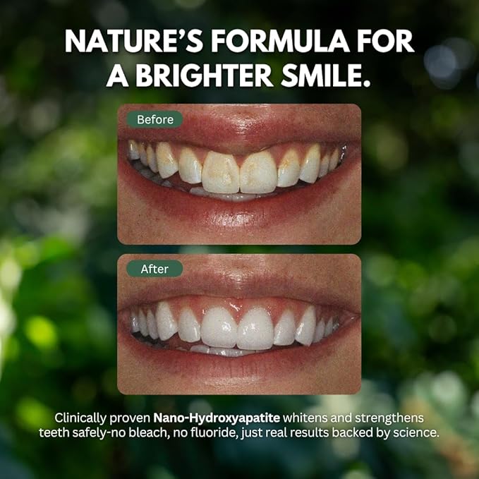 PRIMALS Fluoride-Free Toothpaste Tablets - Nano Hydroxyapatite - Zero Artificial Flavors or Plastic - Remineralizes & Whitens Teeth - 60 Count (1 Month Supply)