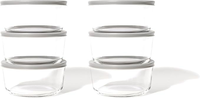 DURA LIVING 12-Piece Glass Food Storage Containers Set (6 Containers + 6 BPA-Free Lids) | 2-Cup, Leakproof | Microwave, Freezer, Oven & Dishwasher Safe | Ideal for Meal Prep & Pantry Organization