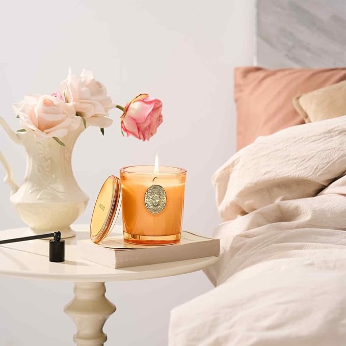 M&SENSE Natural Soy Candle | Basil Ginger & Orange | 9.2 oz, 50H Burn Time | Luxury Scented Candle for Relaxation, Gifting, Home Décor | Ideal for Bedroom, Office, Party Ambiance