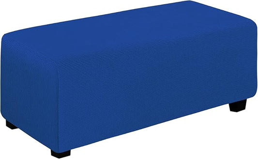 Easy-Going Stretch Ottoman Cover Folding Storage Stool Furniture Protector Soft Rectangle slipcover with Elastic Bottom(Ottoman X-Large,Classic Blue)