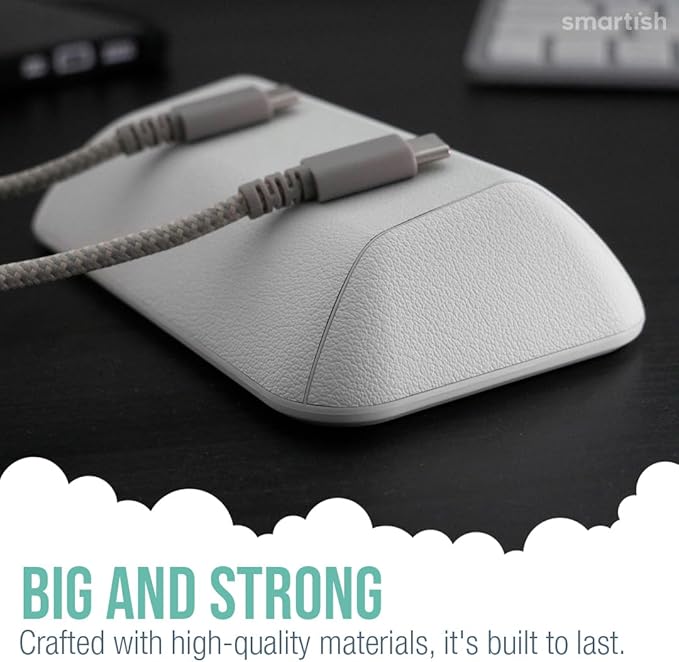 Smartish® Magnetic Cord Holder - Bigger Cable Wrangler Stocking Stuffer Organizer with Magnet Clips for Charger Management on Desktop, Nightstand - Holds 6+ Cables - Snow Day White