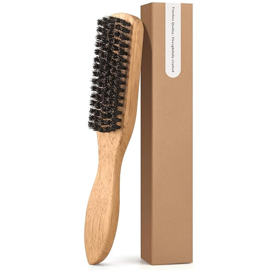 Universal Boar Bristle Beard Brush, Anti-Static Styling Wooden Hair Brush for Men&Women, Perfect for Hair&Beard Care Men's Grooming Straightens Promotes Growth Works with Beard Oil and Balm Beard Kits