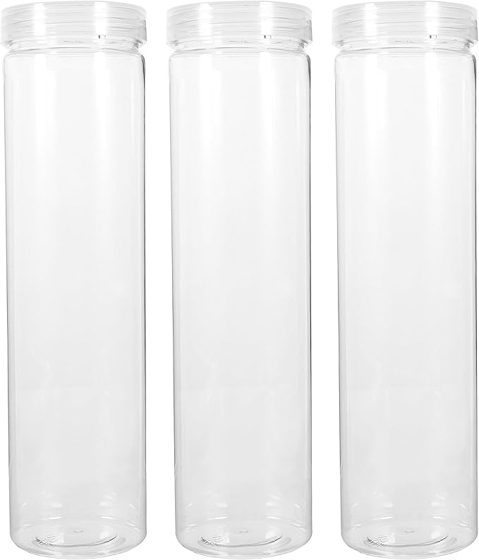 SAFIGLE 3Pcs Airtight Kitchen Storage Canisters with Sealing Lids Transparent Pet Food and Cereal Containers for Pantry Organization and Moisture Protection Reusable Jars for Home Kitchen
