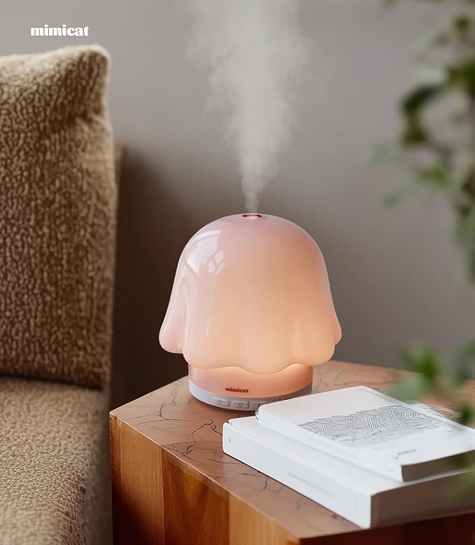 Essential Oil Diffuser for Home Glass: mimicat Timer 120ml Ultrasonic Cool Mist Aromatherapy Diffusers for Bedroom Office with Soft Night Light Pink