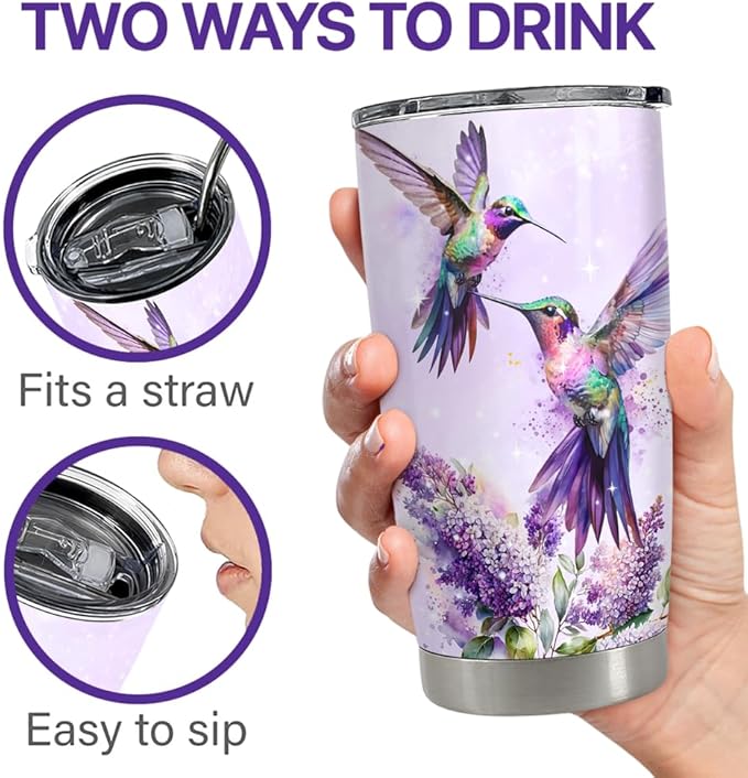 Hummingbird Tumbler 20oz Stainless Steel Insulated Travel Mug Cup for Women Girls Grandma Mom Hummingbird Gifts for Birthday Christmas Mothers Day